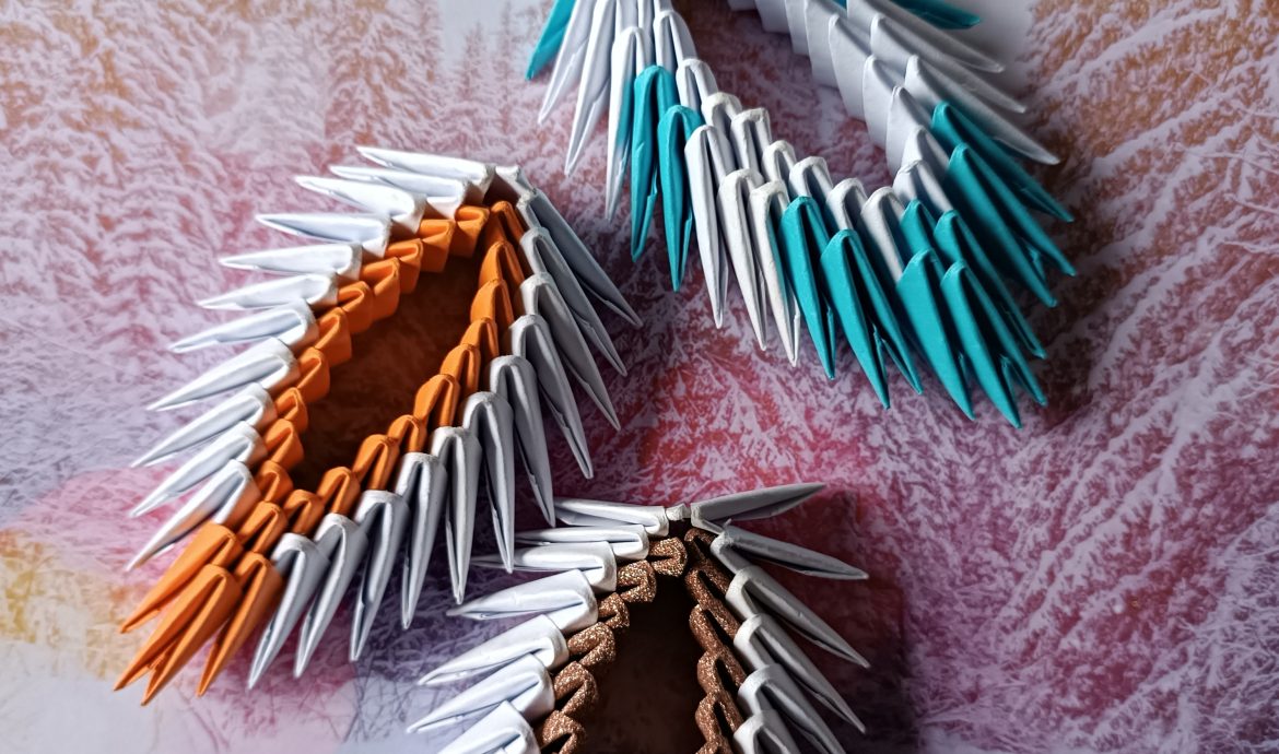 Łezki origami na choinkę
